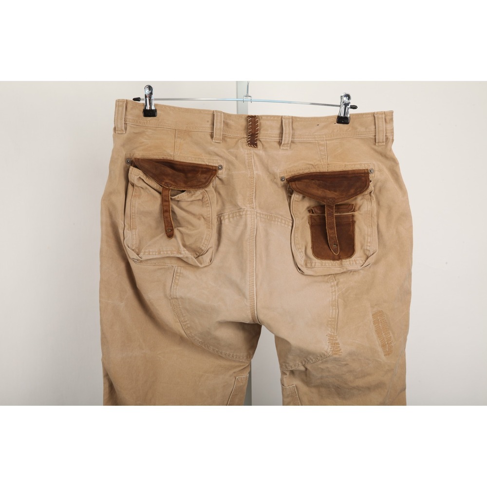 Polo Ralph Lauren Mens 40/30 Distressed Canvas California Miner Pants Leather - Picture 5 of 16
